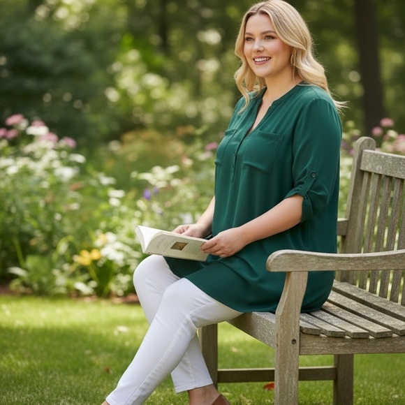 NWT Torrid Harper Challis Pullover Tunic Top Green | Size 2X (18–20) - Picture 3 of 5